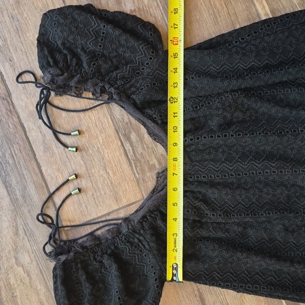 XS/S GYPSY Black Lace Subtle High Low Partially Lined Romantic Boho Lace Dress - Picture 10 of 12